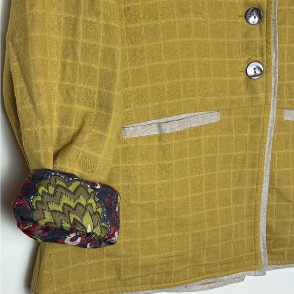 Elegant Mustard Blazer with Patterned Lining Fair Trade - Picture 2 of 9